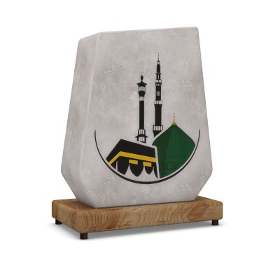 Kâbe ve Kubbetül-Hadra İşlemeli Tuz Lamba